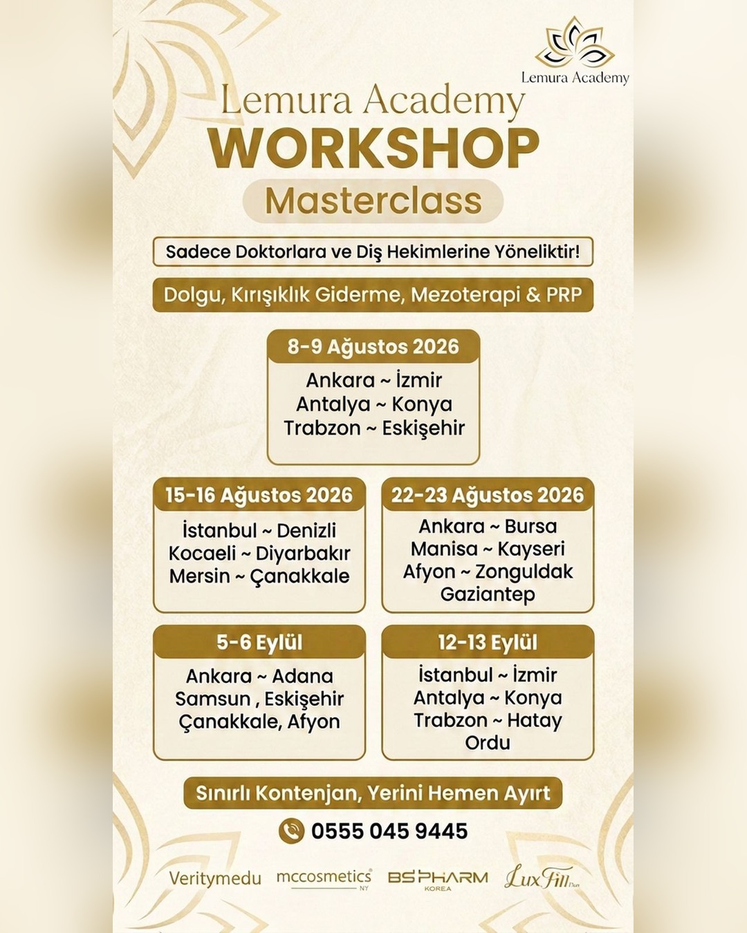 Lemura medikal estetik workshop duyuru afişi